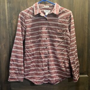 Ariat Burgundy and White Patterned Shirt